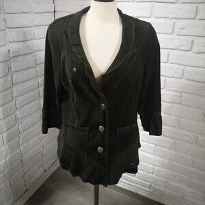 Zoe Ladies Size 14 Dark Green 3 Button Closure Made in Canada Blazer